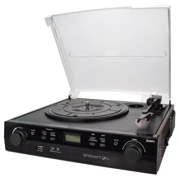 Tocadiscos + Cassette Grabador BRIGMTON BTC-406REC USB SD / MMC