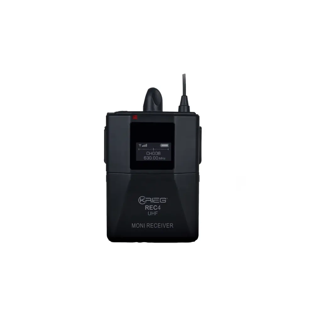 Certificado Bluetooth 5.3 Receptor inalámbrico, bodypack y audífono ear (610-640 MHz) KRIEG REC-4