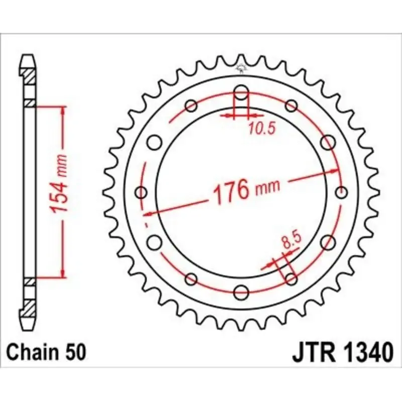 Corona JT 1340 de cinc negro con 43 dientes