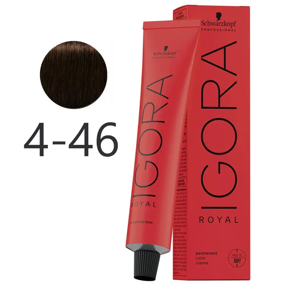 Schwarzkopf - Tinte Permanente Igora Royal 4-46 Castaño Medio Beis Marrón 60 ml