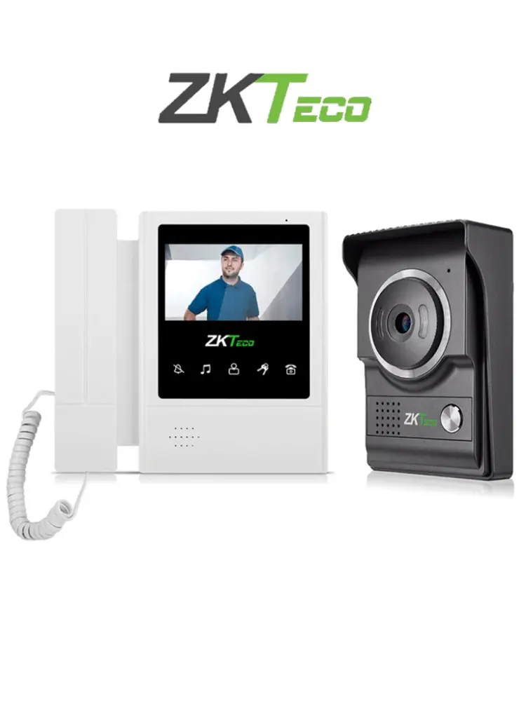 ZKTECO VDP04B4 Kit - Kit de Videoportero Analógico / Monitor de 4.3 Pulgadas / Frente de Calle con cámara de 1 MP / Áng...
