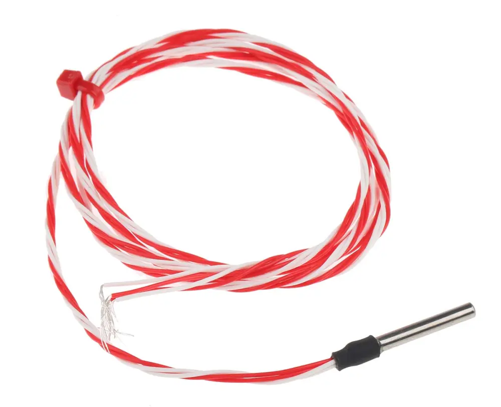 Sensor RTD PT100 de 4 hilos, sonda: Ø 3mm, long. 25mm, cable de 1m, temp. -50°C → +200°C