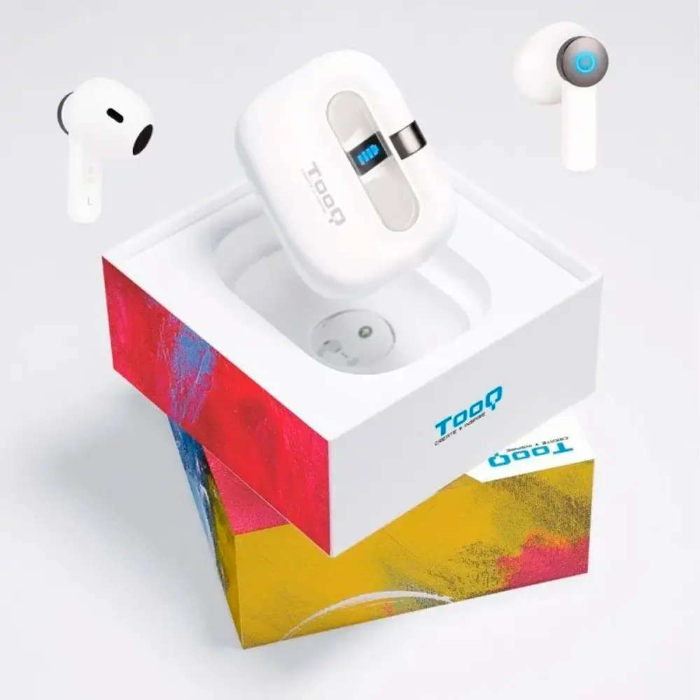 Auriculares inalámbricos TooQ Bender TQBWH-0031W con estuche de carga blanco con Conectividad Total | Alexa/Google