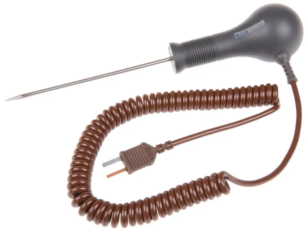 Sonda de temperatura de Aguja tipo T , hasta +400 °C ±0,15 %, Ø 3.3mm x 115mm, cable de 2m