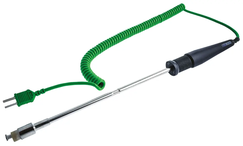 Sonda de temperatura de Superficie tipo K , hasta +1100 °C ±0.25 %, Ø 12mm x 210mm, cable de 2m
