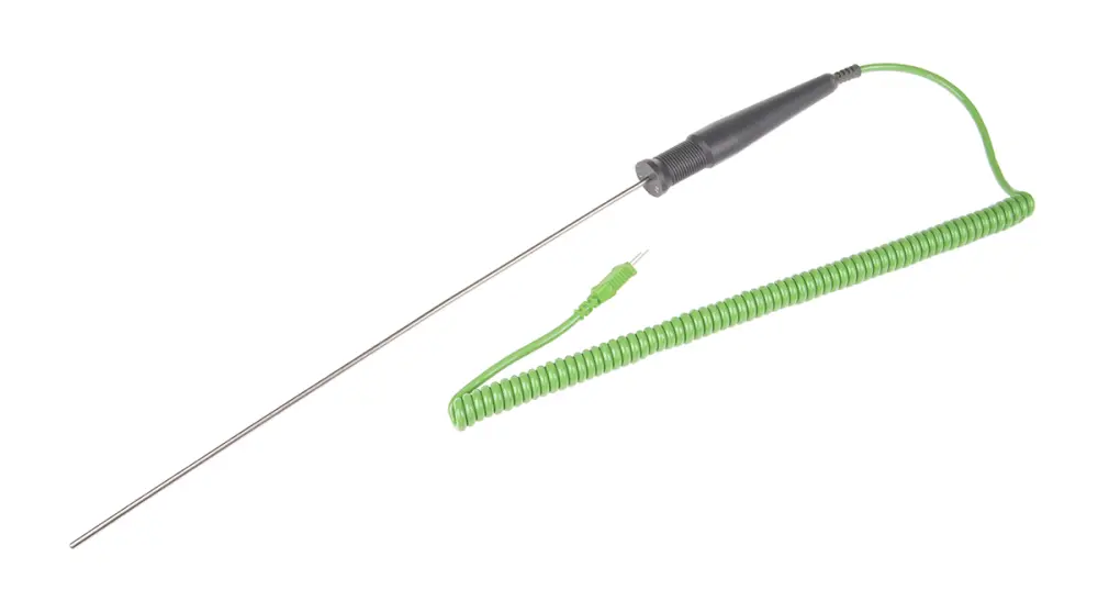 Sonda de temperatura de tipo K , hasta +1100 °C ±0.25 %, Ø 3mm x 300mm, cable de 2m