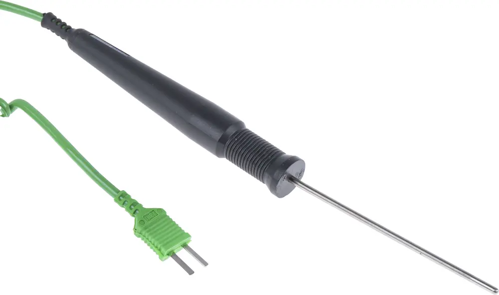 Sonda de temperatura de tipo K KM03, hasta +1100 °C ±1.5°C, Ø 3mm x 100mm, cable de 2m