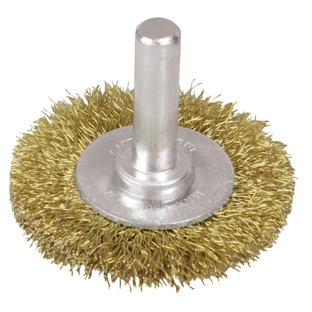 Carda circular ondulada alambre refinado 4" x 0.17 mm con zanco 1/4" Surtek