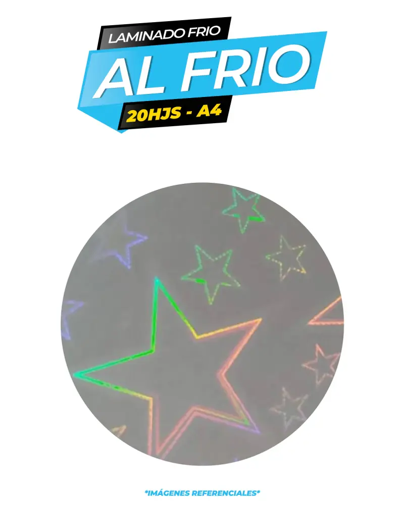 Laminado frio holográfico ESTRELLAS 5 PUNTAS / Pack 20 hojas A4
