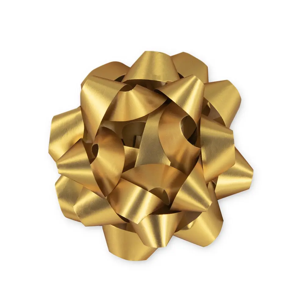 Lazo de regalo oro mate 4 pulgadas 1 ud.