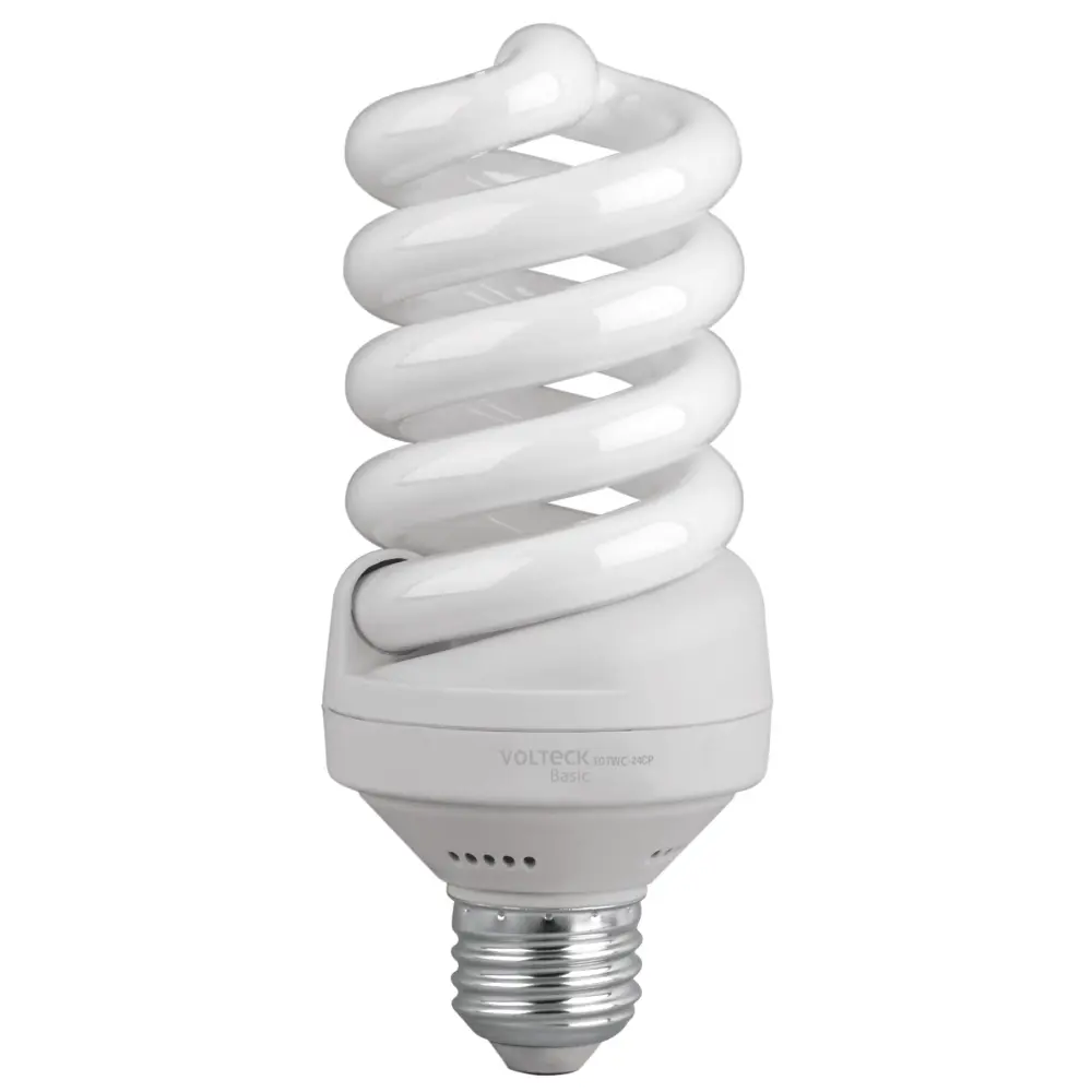 Lámpara 24 W, espiral, luz cálida, T4,en caja ,Volteck básico