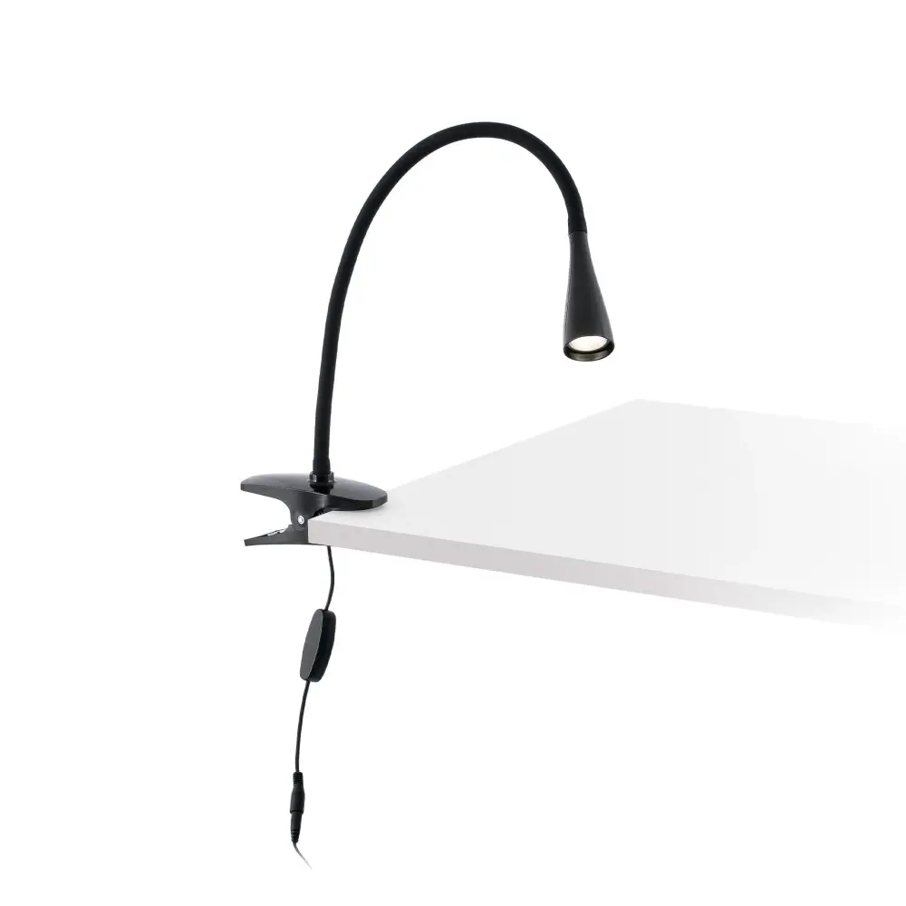 Lámpara de Pinza FARO LENA Negra - Flexo LED 3W 4000K con Estuche Protector