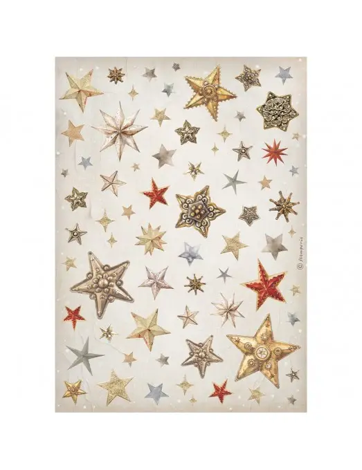 Papel arroz A4 Gear up Christmas - Estrellas Stamperia