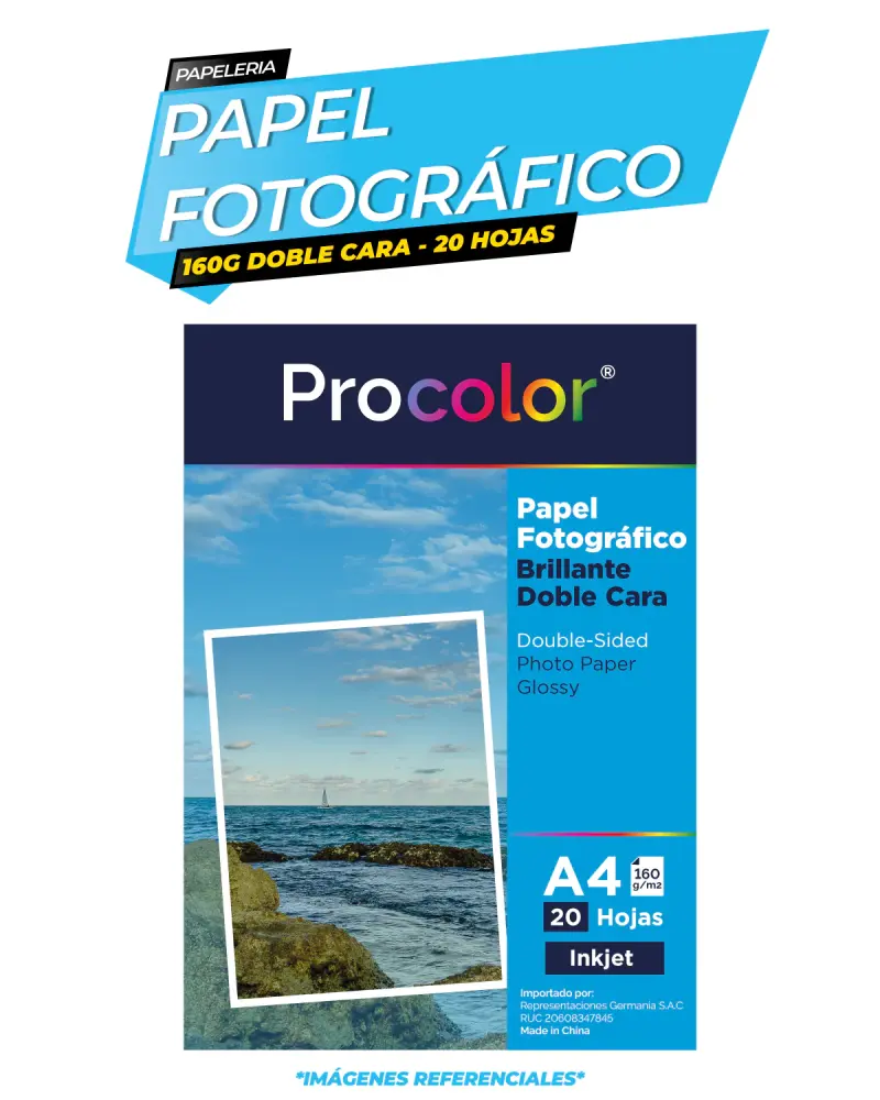 Papel Fotográfico Deslumbrante Doble Cara 160 gr. A4-20H Procolor