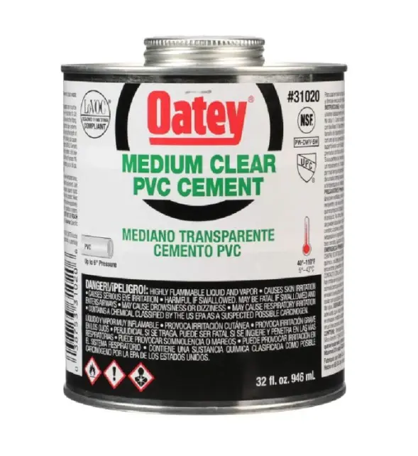 Pegamento PVC Mediano Negro 32 Oz 1/4 - OATEY con Indicador de Carga LED