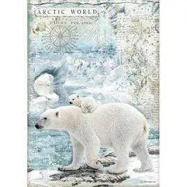 Stamperia papel arroz A4 DFSA4478 Artic World oso polar
