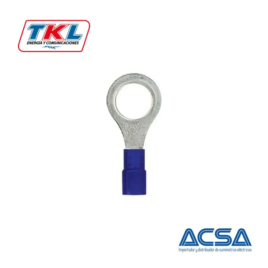 TERMINAL OJAL 1/4" 16-14AWG "TKL AZUL" con Estuche Protector