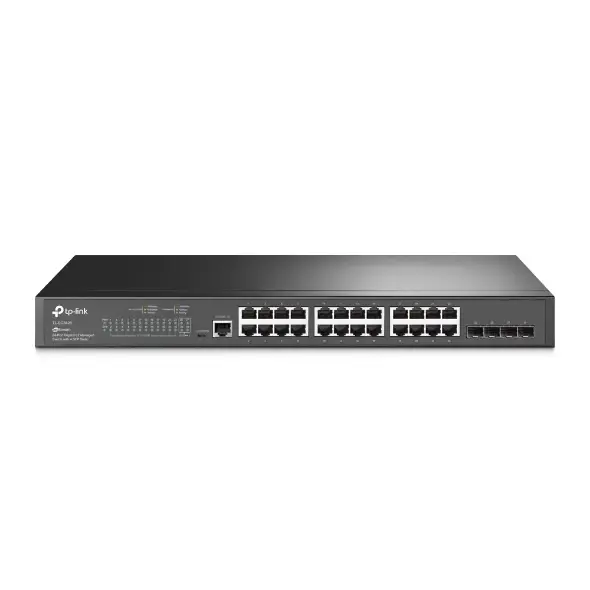 Tarjeta de Red PCIe Switch TP-Link Administrable de 24 Puertos Gigabit L2 y 4 Puertos SFP para Redes Empresariales