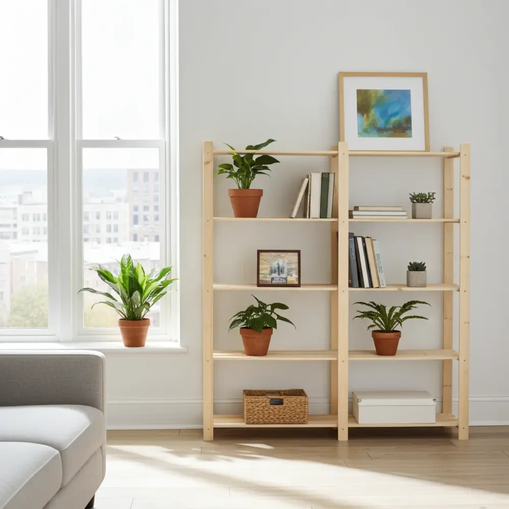 Étagère dos veces en bois – 5 tablettes – 175×175×30 cm para Estudiantes