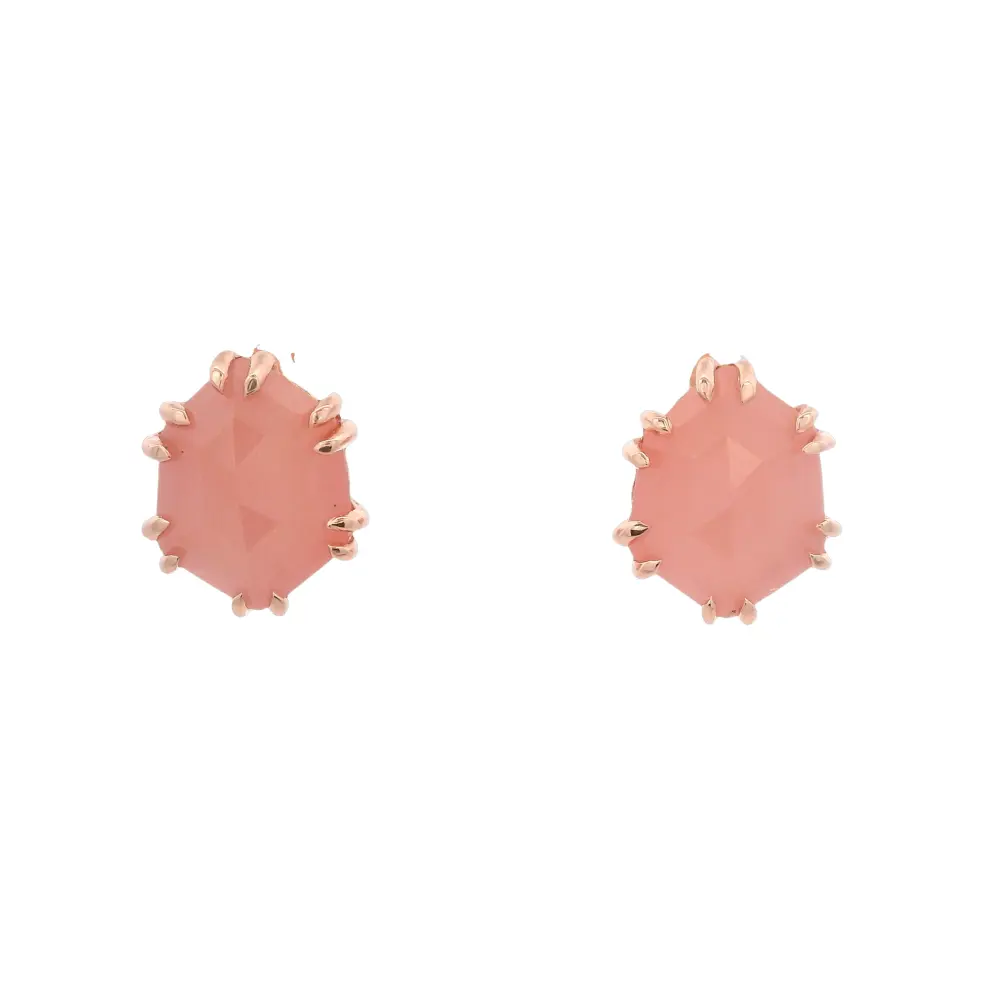925RG HEXAGONAL FUCSIA QUARTZ EARRINGS