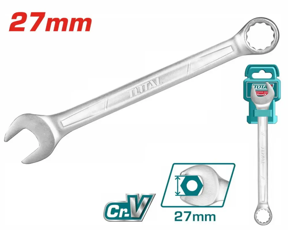 Clé Mixte 27 mm Cr-V Satinée - TOTAL TUNISIA Pro - TCSPA271