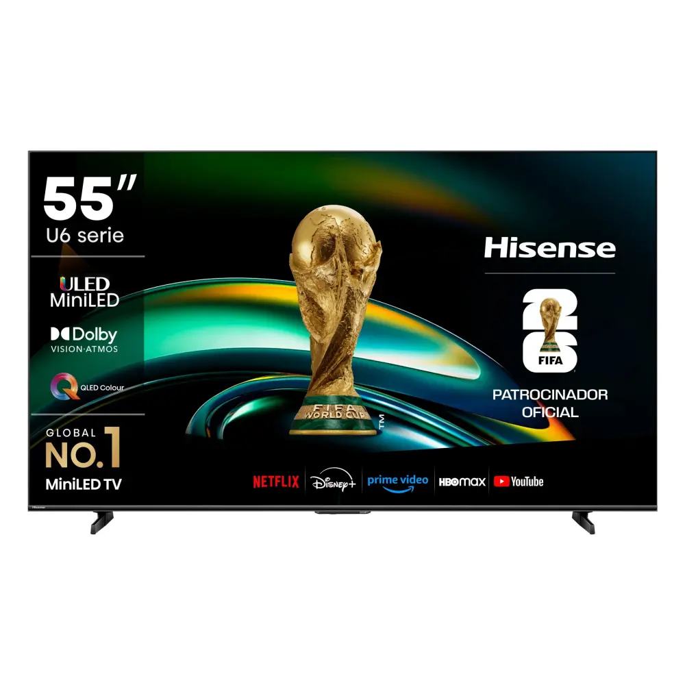 Televisor Hisense MiniLED 55U6QV | 55" | 4K | VIDAA | HDMI | USB con Bajo Consumo Energético