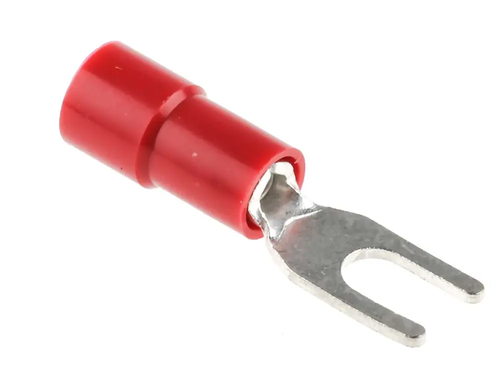 Terminal de horquilla, Aislado, 3.2mm, Rojo, 0.5mm² 1.5mm², 22AWG 16AWG