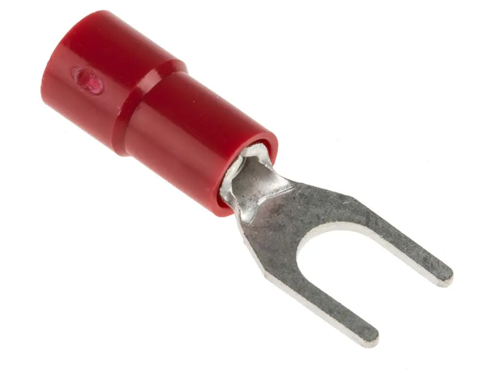 Terminal de horquilla, Aislado, 4.3mm, Rojo, 0.5mm² 1.5mm², 22AWG 16AWG