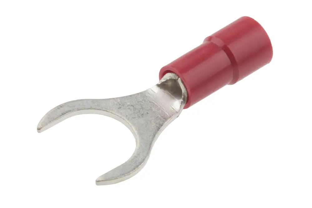 Terminal de horquilla, Aislado, M8, Rojo, 0.5mm² 1.5mm², 22AWG 16AWG