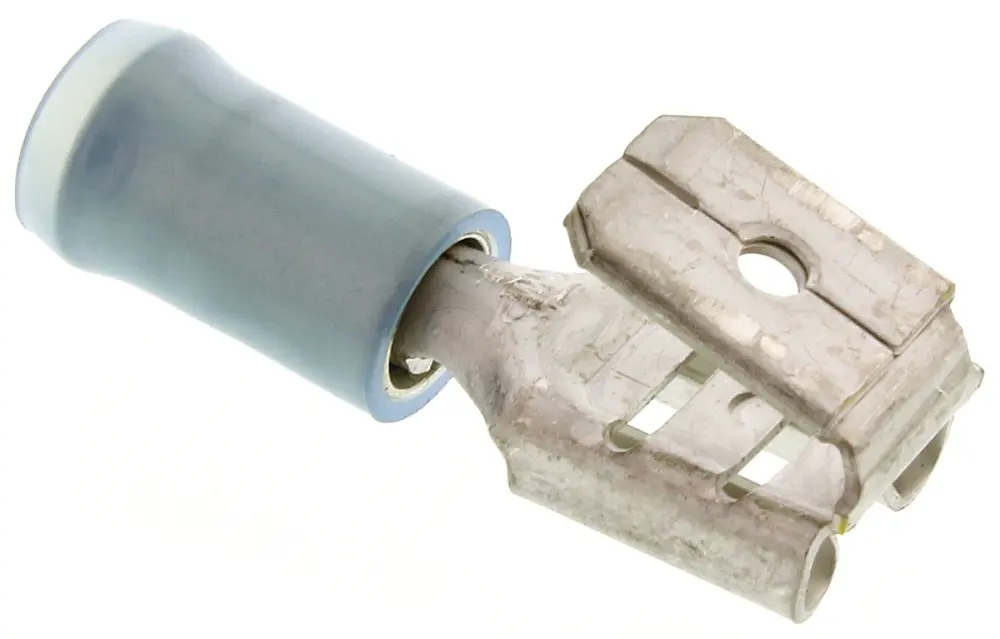 Terminal de lengüeta hembra aislado de color Azul TE Connectivity PIDG FASTON .250 de crimpar, 6.35 x 0.81mm, 1mm² → |...