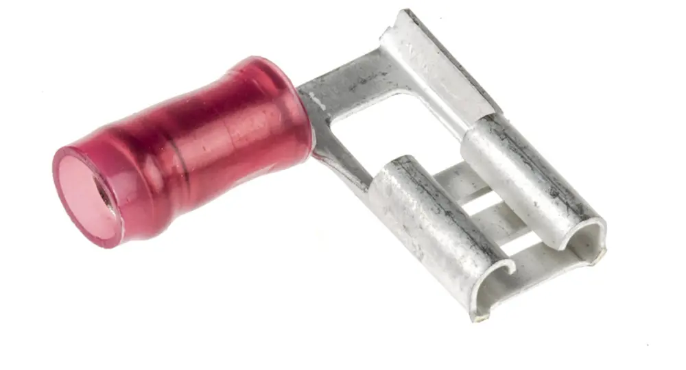 Terminal de lengüeta hembra aislado de color Rojo TE Connectivity PIDG FASTON .250 de crimpar, 6.35 x 0.81mm, 0.3mm² →...
