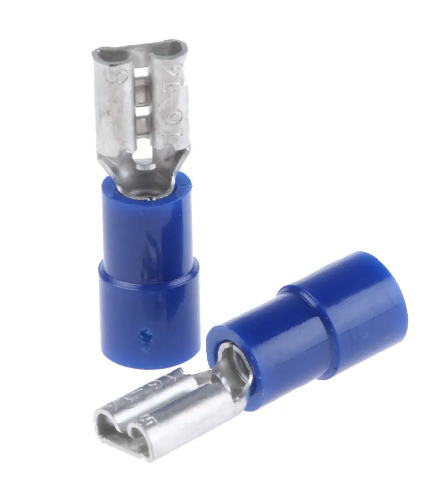 Terminal de lengüeta hembra aislado de color Azul de crimpar, 4.75 x 0.5mm, 1.5mm² → 2.5mm², long. 20mm, de
