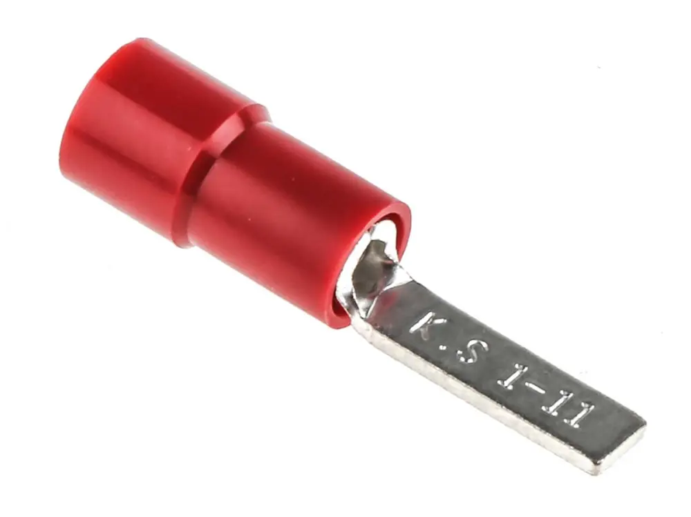 Terminal de lengüeta crimpada, No, Aislado, long. 11mm, Rojo No Recubierto, 0.5mm² 1.5mm², 22AWG 16AWG
