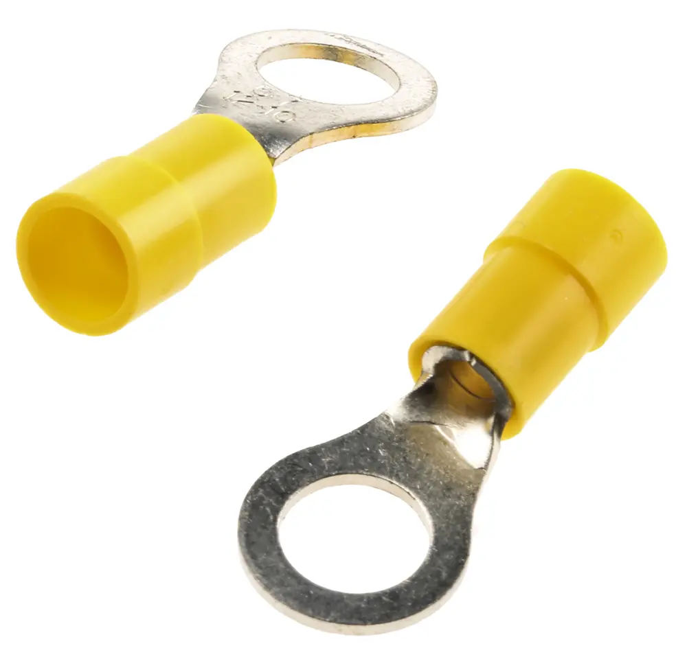 Terminal redondo aislado de Cobre, Amarillo, Ø int. M7, sección máx. 6mm², 10AWG