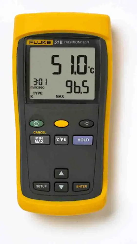 Termómetro digital Fluke 51 II, con 1 canal para sondas tipo E, J, K, T | FLUKE-51-2