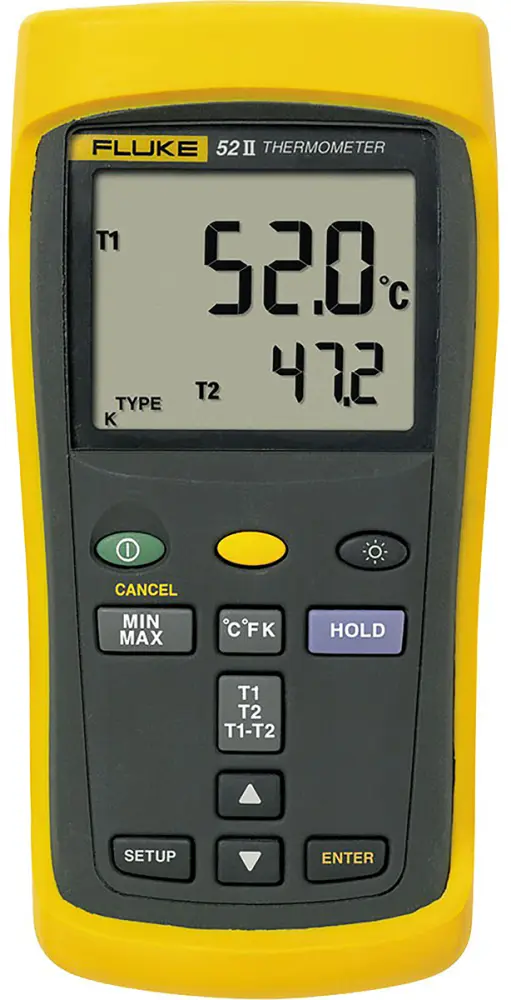 Termómetro digital Fluke 52 II, con 2 canales para sondas tipo E, J, K, N, R, S, T | FLUKE-52-2