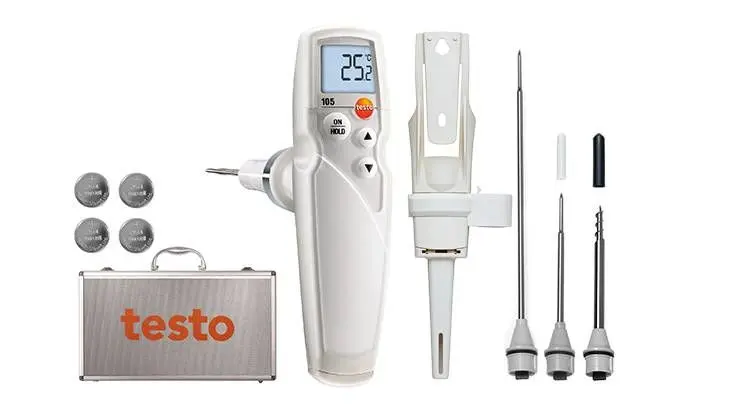 Termómetro digital testo 105, con 1 canal para sondas tipo Inmersión, Penetración | 0563 1052