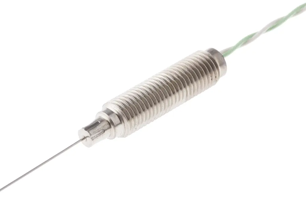 Termopar tipo K , Ø sonda 0.5mm x 150mm, temp. máx +750°C, cable de 100mm, conexión Extremo de cable pelado