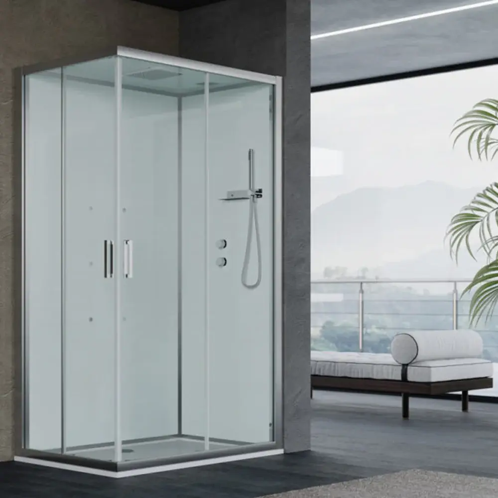 Brazo Tonearl Regulable Cabina de ducha multifunción Ercole cm 120x80 con hidrojets dorsales - Versión derecha