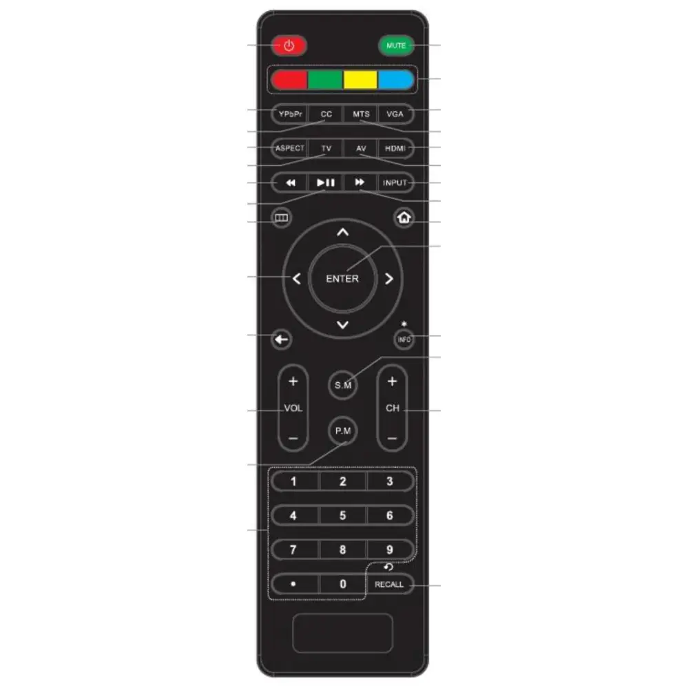 Control remoto para TV Proscan PLDED5030ARK-REM Compatible con Altavoces Activos