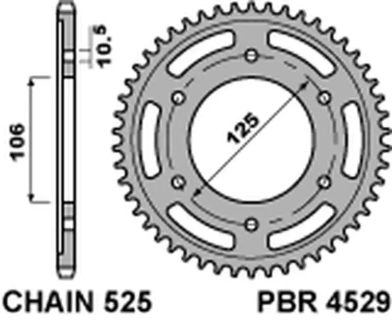 Corona PBR 47 dientes acero estándar paso 525 tipo 4529