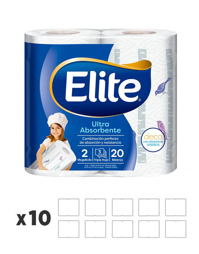 Elite Toalla Ternario Hoja Deco Maxirollo 20 metros 1 MANGA con Funda Protectora