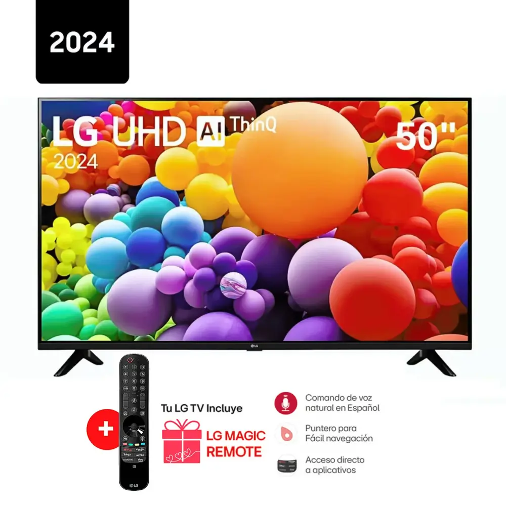 Televisor LG 50 Pulg LED Con app TV 4K UHD con ThinQ AI 50UT7300PSA +Control Magic