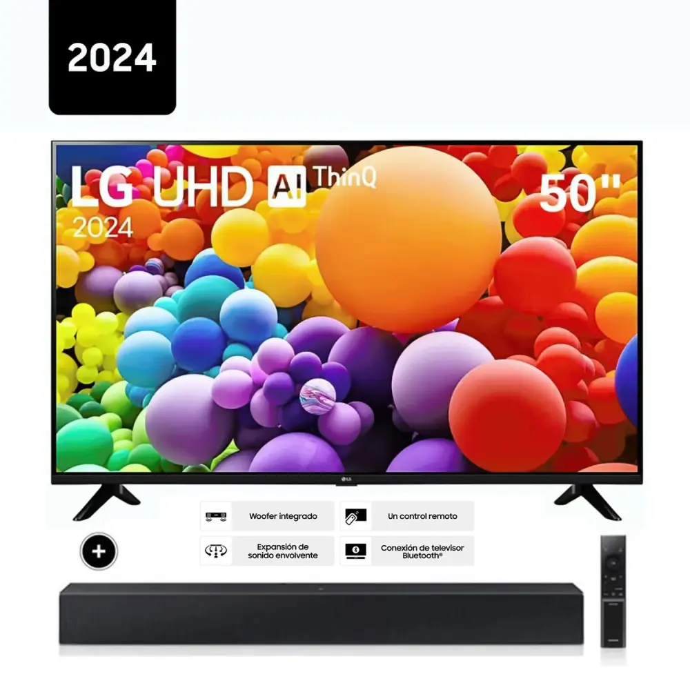 Televisor LG 50 Pulg LED Con app TV 4K UHD con ThinQ AI 50UT7300PSA + HW-C400