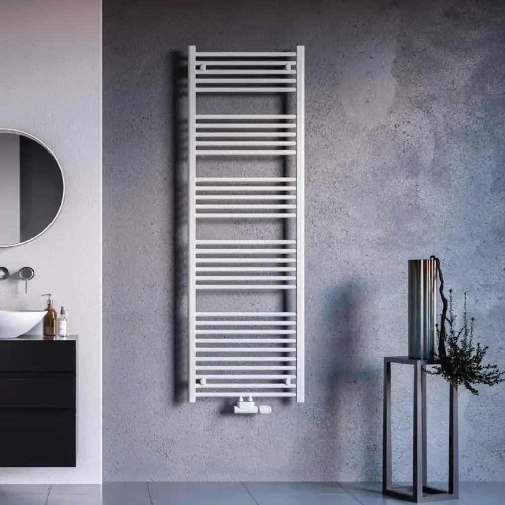 Termoarredo hidráulico modelo Bolzano 1785x750 recto con conexiones centrales 50 mm - Blanco
