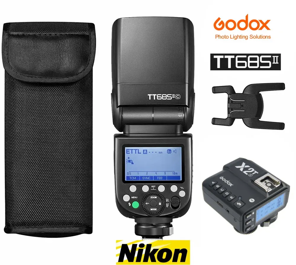 Tocadiscos de 3 Velocidades Kit Godox TT685II y transmisor X2T para Nikon