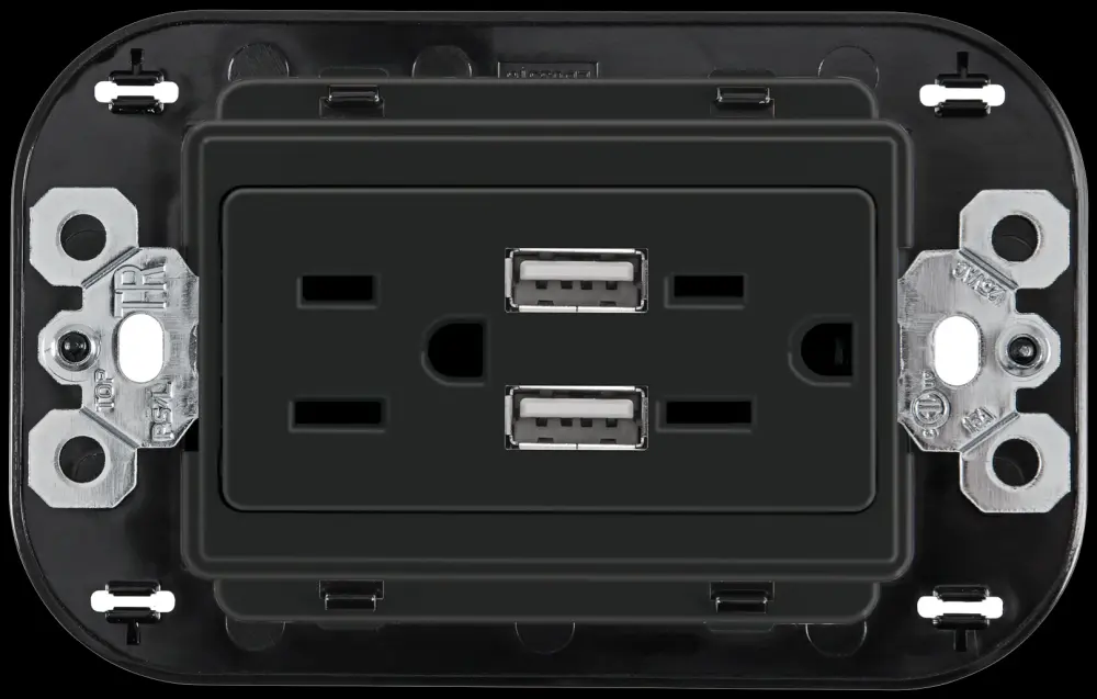 Tomacorriente duplex con 2 usb 3.1A negro mate quinziño mx Bticino con 2 ños de Garantí