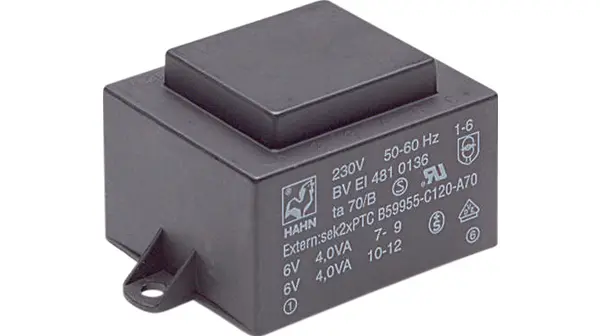 Transformador de PCB, 1 x 12V ac, Montaje en PCB, Potencia 10VA | EI481 1172 Hahn