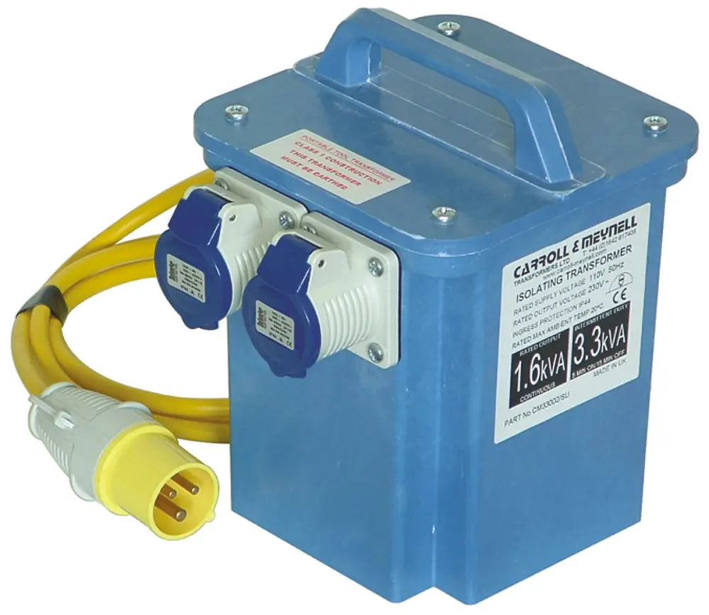 Transformador de aislamiento Carroll & Meynell CM3300/200/SU, 3kVA, 110V ac, 230V, 2 x 16A, CM3000 Carroll & Meynell