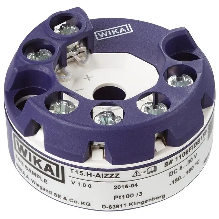 Transmisor de temperatura WIKA serie T15, rango temp: 0°C → 150°C, para PT100 | 48686943